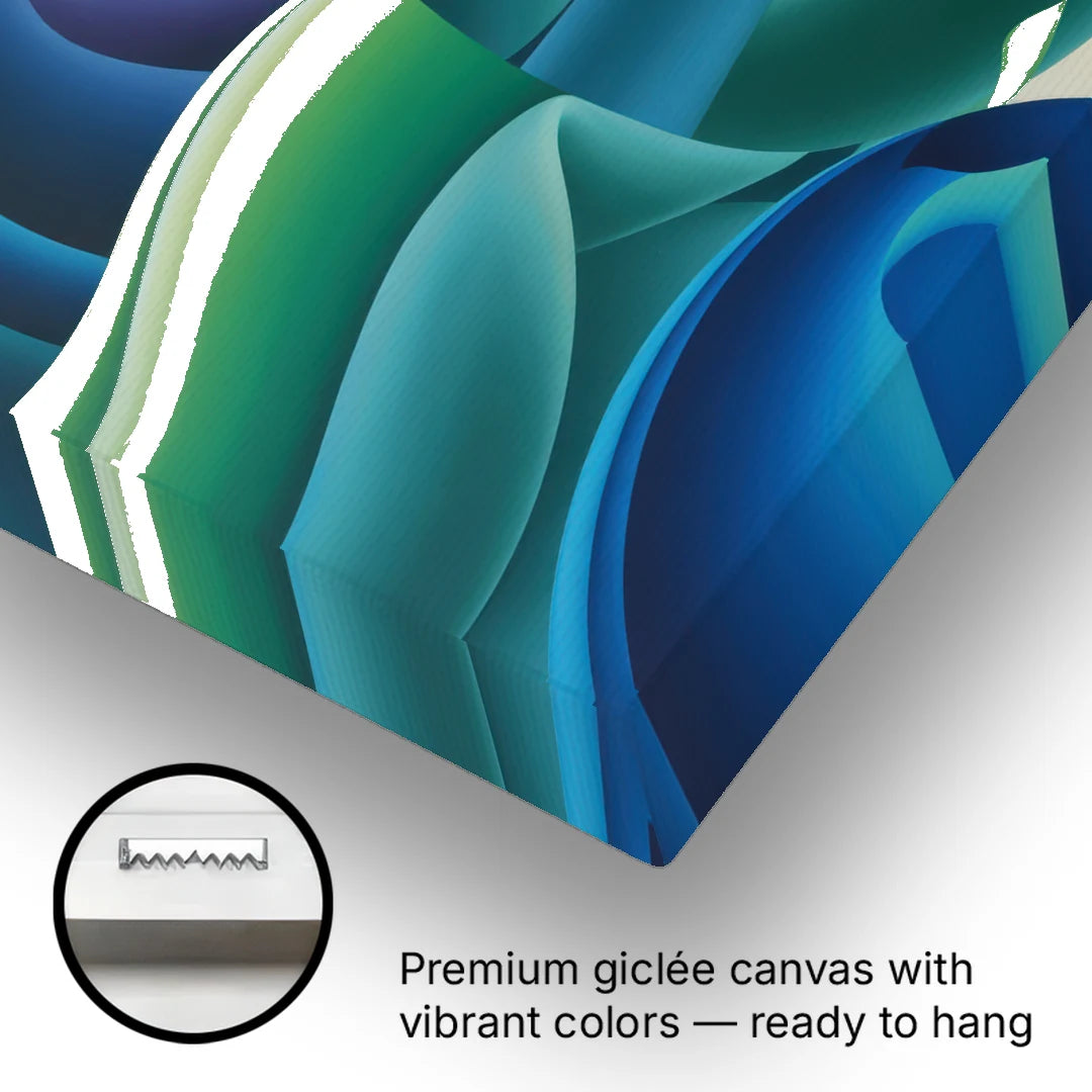 Fluid Harmony Blue and Green Abstract - Canvas Wall Art - Gallery Wrap Corner