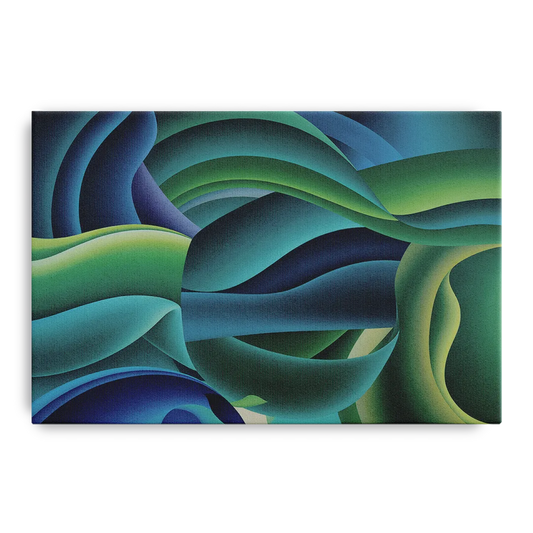 Fluid Harmony Blue and Green Abstract - Canvas Wall Art