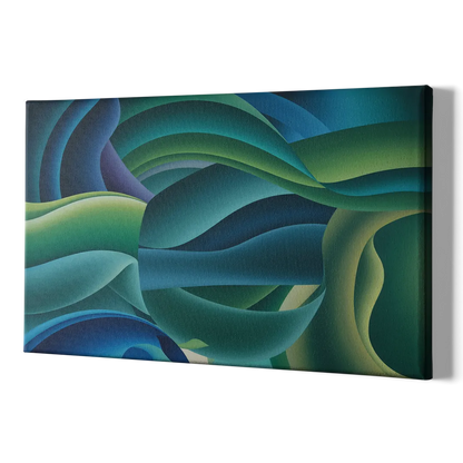 Fluid Harmony Blue and Green Abstract - Canvas Print Art Sides