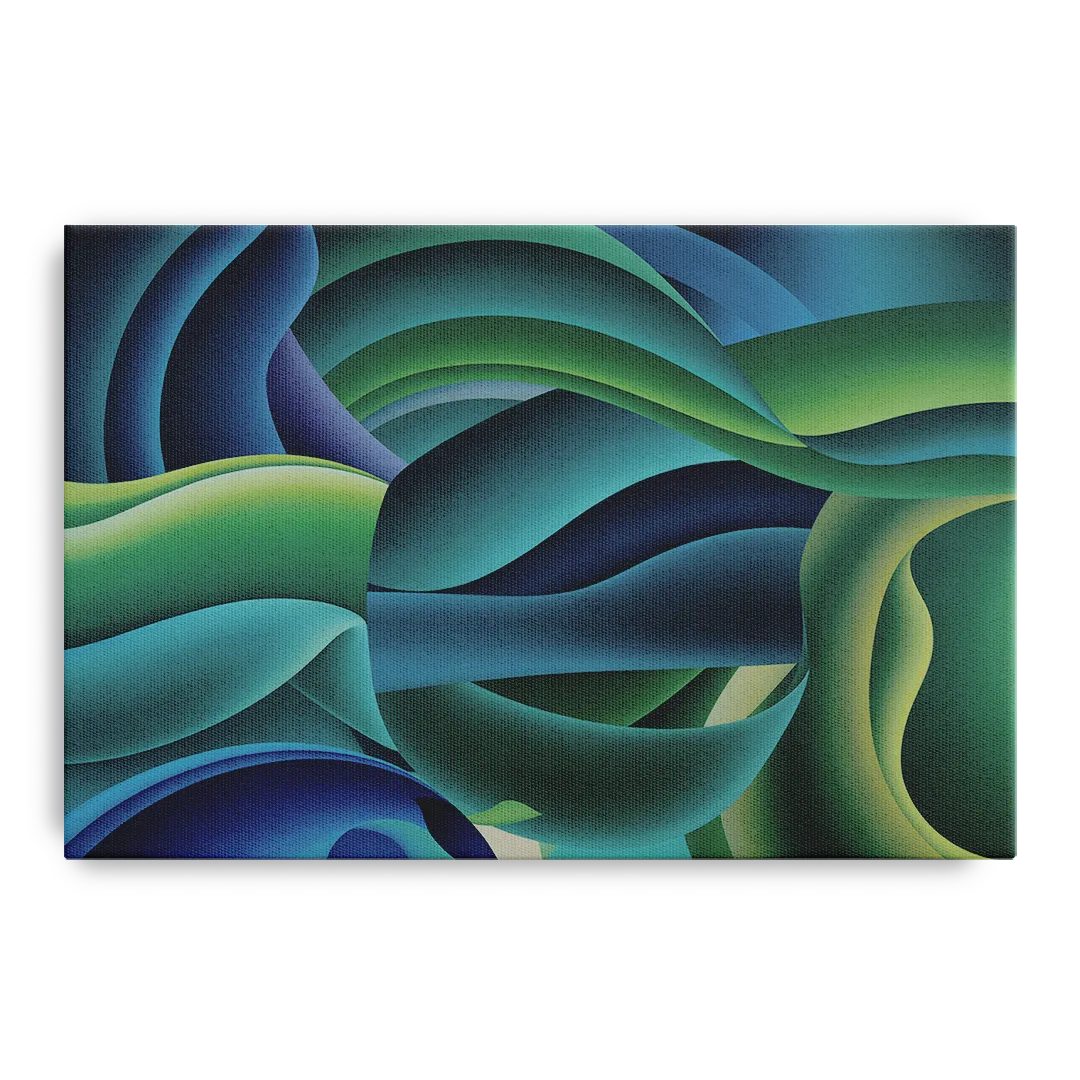 Fluid Harmony Blue and Green Abstract Front - Canvas Wall Art