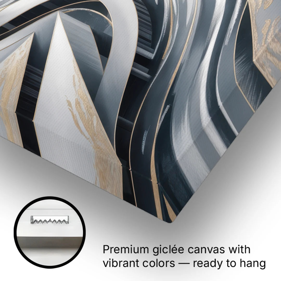Fluid Harmony Grey Abstract - Canvas Wall Art - Gallery Wrap Corner