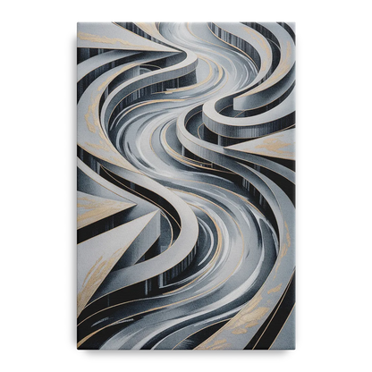 Fluid Harmony Grey Abstract - Canvas Wall Art