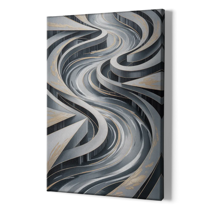 Fluid Harmony Grey Abstract - Canvas Print Art Sides