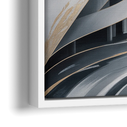 Fluid Harmony Grey Abstract - Close-Up White Frame Canvas