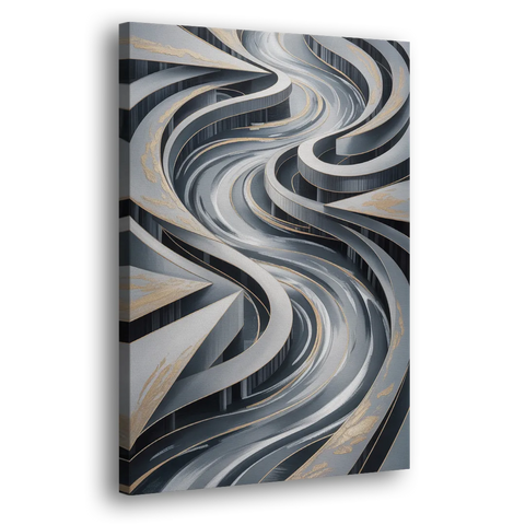 Fluid Harmony Grey Abstract - Canvas Wall Art