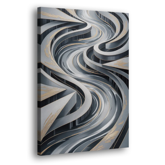 Fluid Harmony Grey Abstract Side - Canvas Wall Art