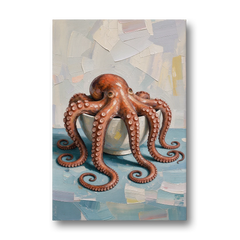 Food Still Life Painting of Octopus in a Bowl - Canvas Wall Art - Front