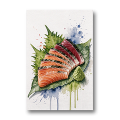 Foodie Wall Art of Sashimi on a Shiso Leaf - Canvas Wall Art - Front