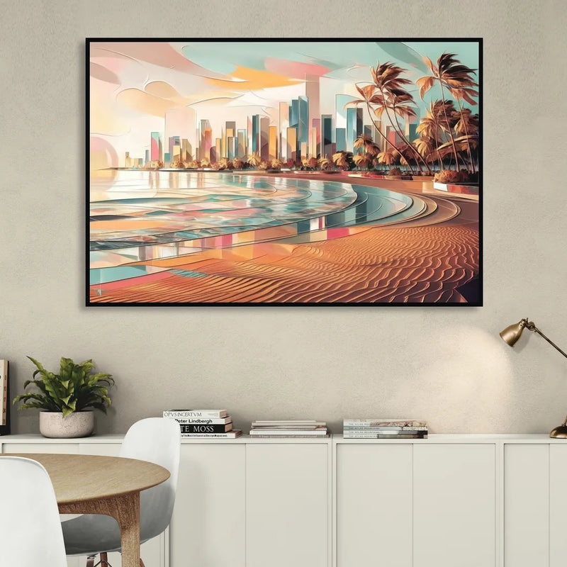 Fort Lauderdale Beach Sunrise Living Room - Black Canvas Wall Art