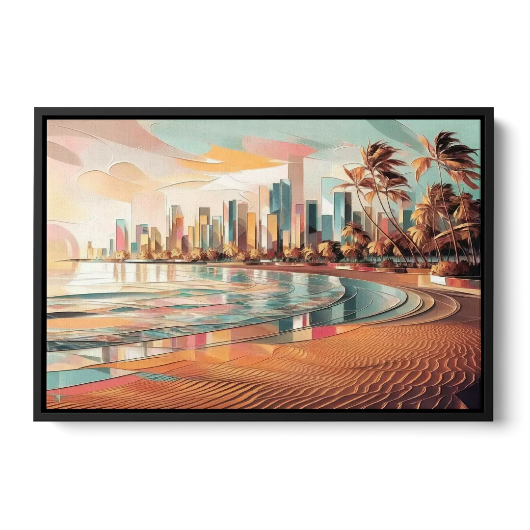 Fort Lauderdale Beach Sunrise Front - Black Canvas Wall Art