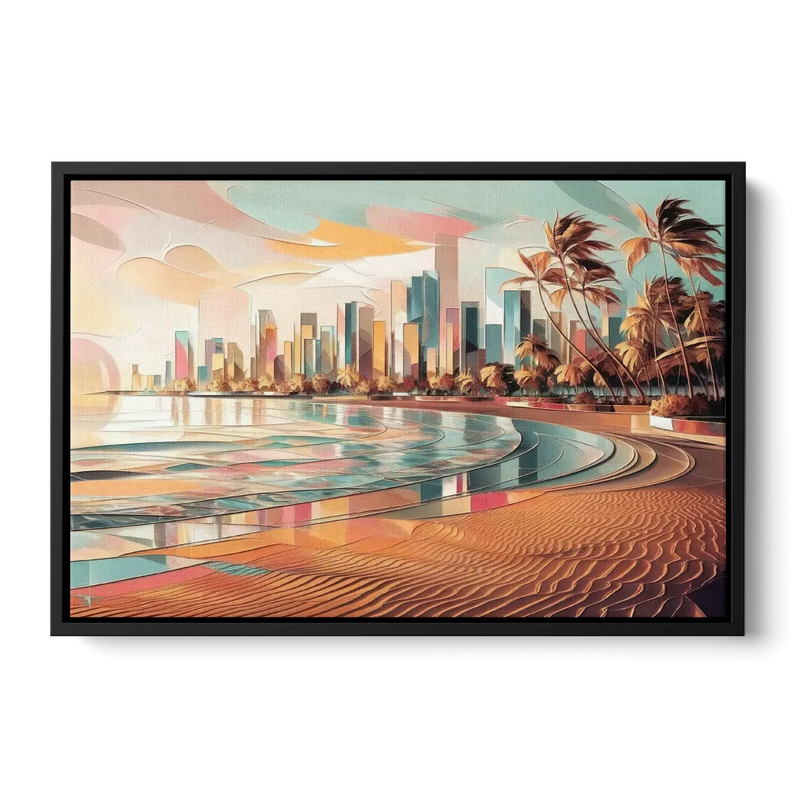 Fort Lauderdale Beach Sunrise Front - Black Canvas Wall Art