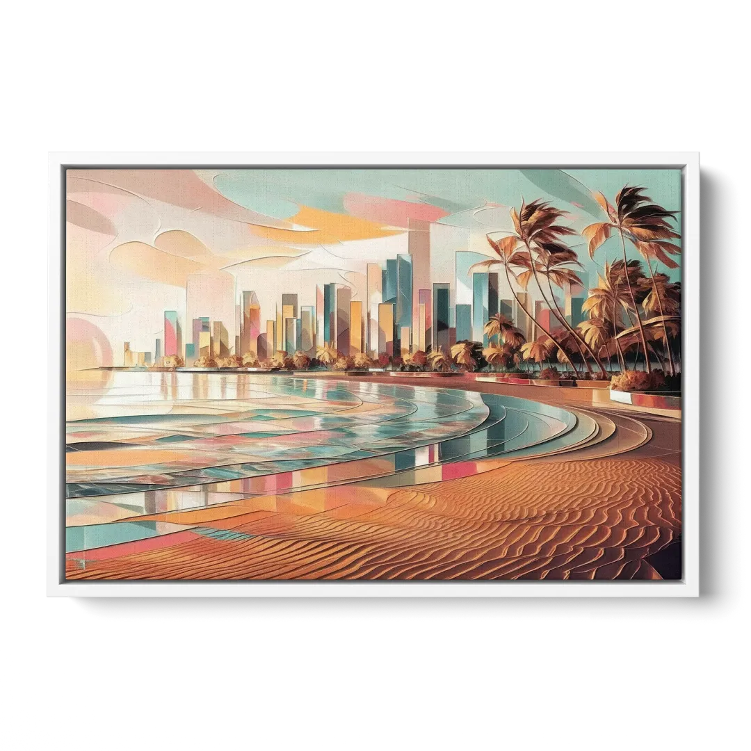 Fort Lauderdale Beach Sunrise Front - White Canvas Wall Art