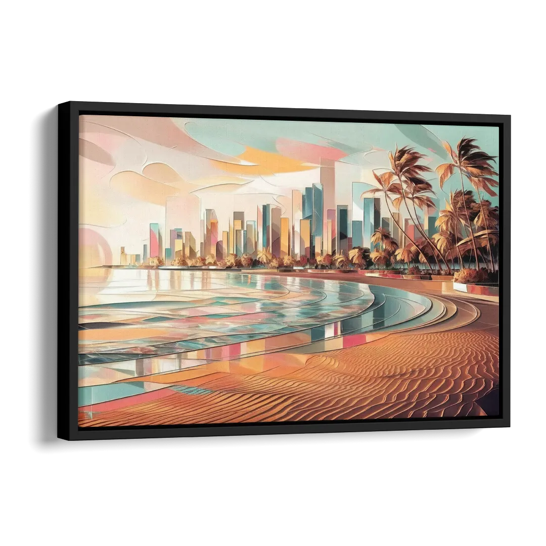 Fort Lauderdale Beach Sunrise Side - Black Canvas Wall Art
