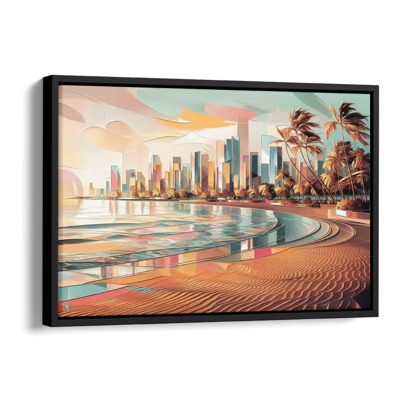 Fort Lauderdale Beach Sunrise Side - Black Canvas Wall Art