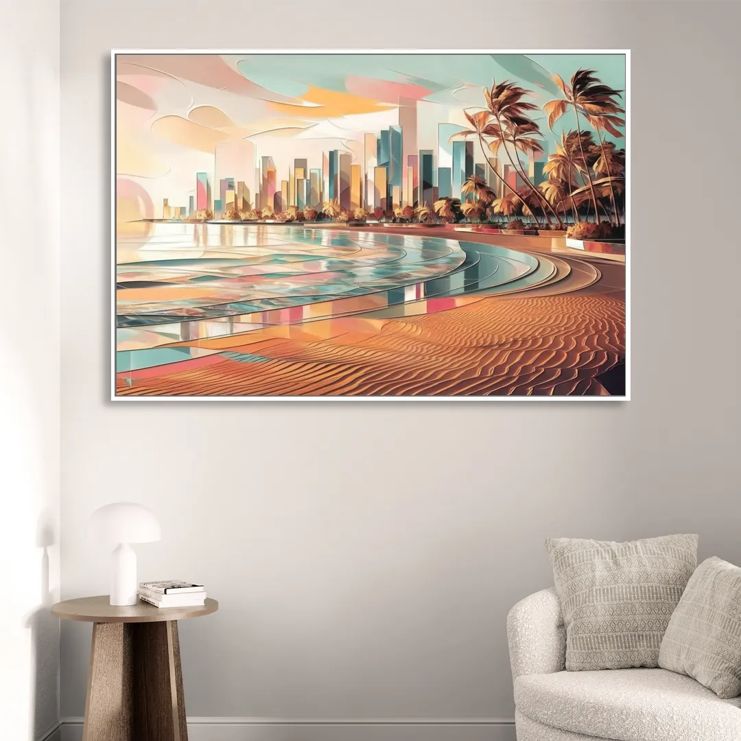 Fort Lauderdale Beach Sunrise Living Room - White Canvas Wall Art