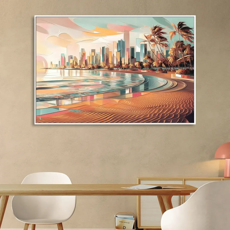 Fort Lauderdale Beach Sunrise Sitting Room - White Canvas Wall Art