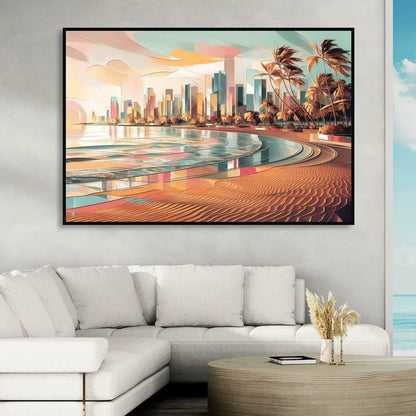 Fort Lauderdale Beach Sunrise Sitting Room - Black Canvas Wall Art