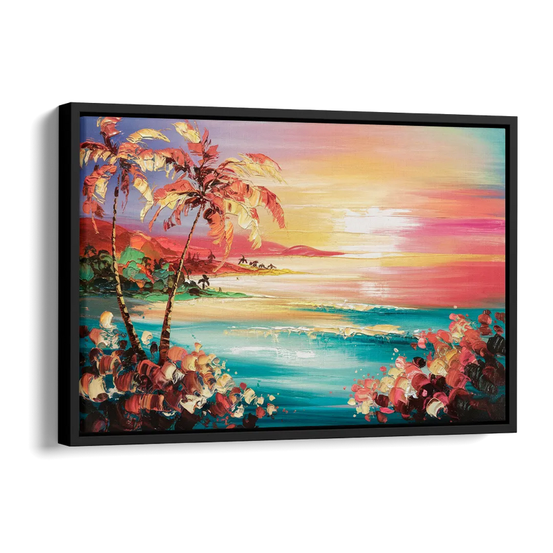 Fort Lauderdale Coastal Sunset Side - Black Canvas Wall Art