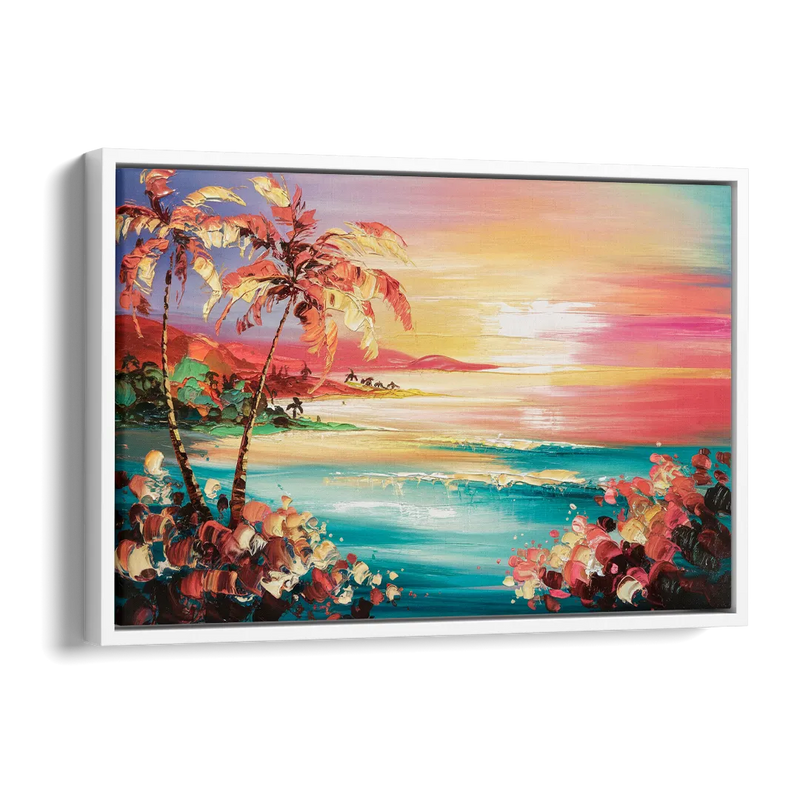 Fort Lauderdale Coastal Sunset Side - White Canvas Wall Art