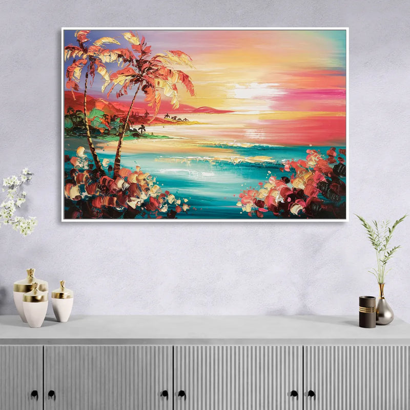 Fort Lauderdale Coastal Sunset Sitting Room - White Canvas Wall Art