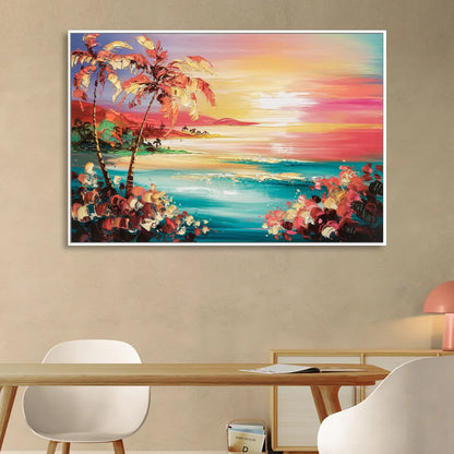 Fort Lauderdale Coastal Sunset Living Room - White Canvas Wall Art