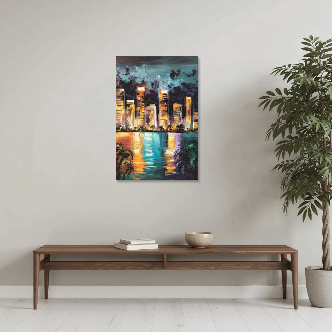Fort Lauderdale Downtown Lights - Canvas Wall Art - Coffee Table - 24x36