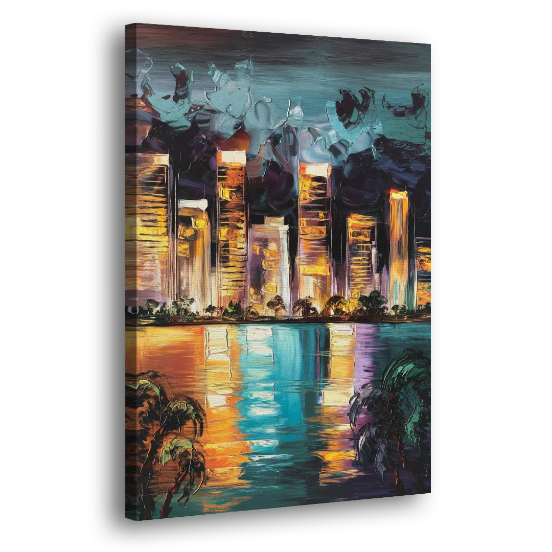 Fort Lauderdale Downtown Lights Side - Canvas Wall Art