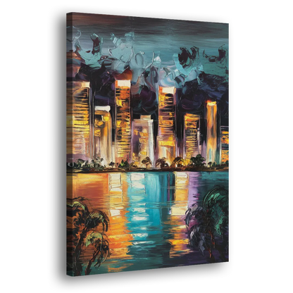 Fort Lauderdale Downtown Lights Side - Canvas Wall Art