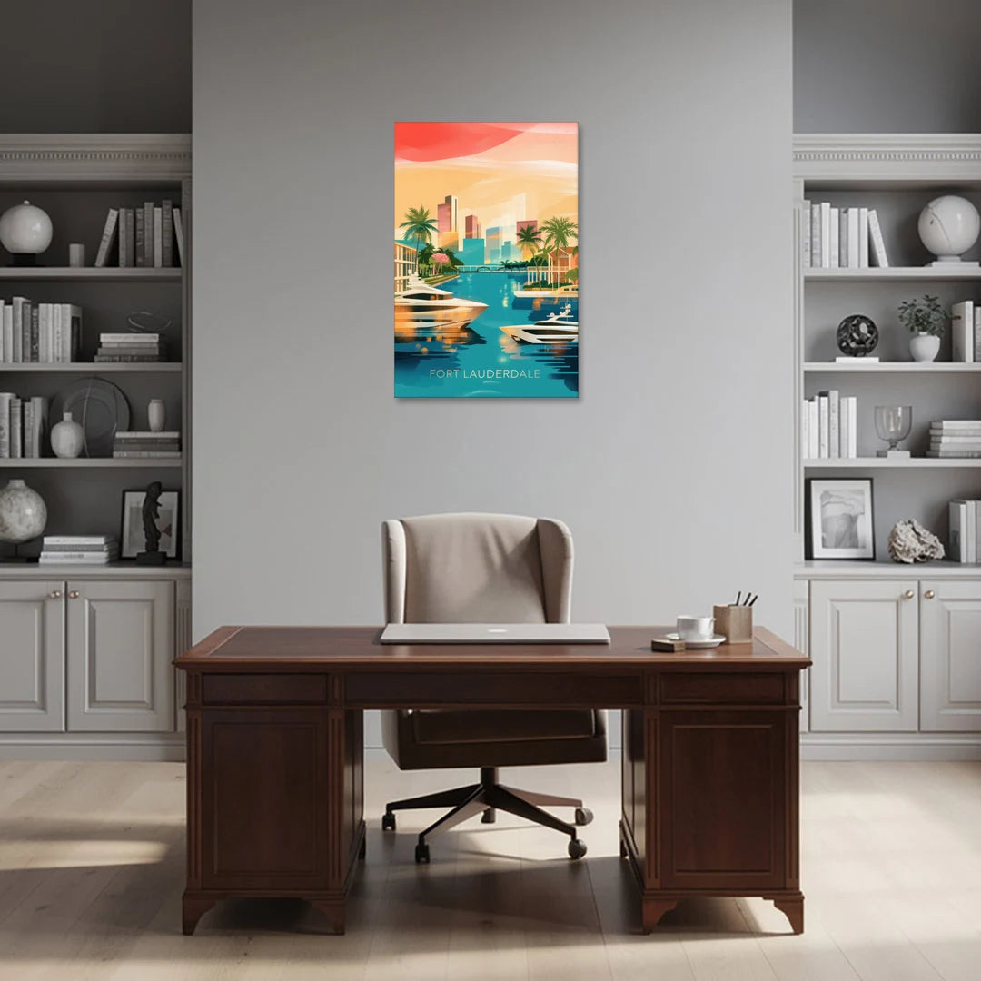 Fort Lauderdale Intracoastal Waterway - Canvas Wall Art - Office - 24x36