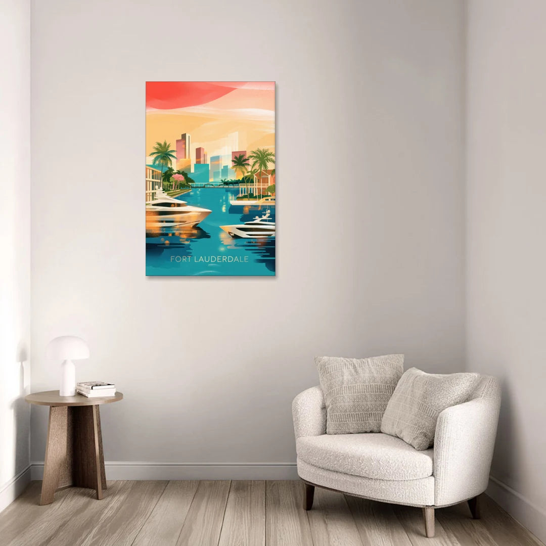 Fort Lauderdale Intracoastal Waterway - Canvas Wall Art - Sofa - 24x36
