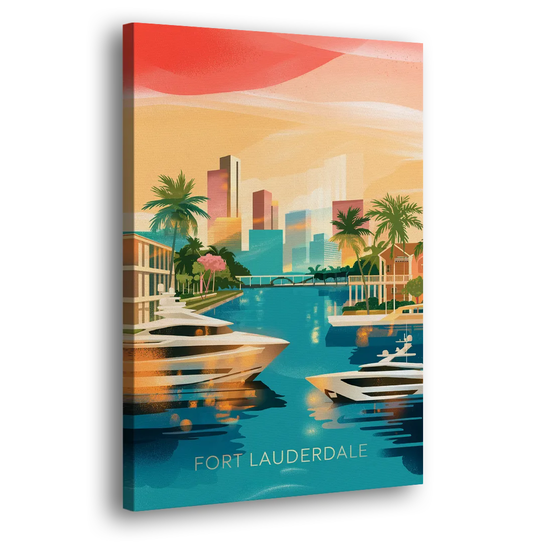 Fort Lauderdale Intracoastal Waterway - Canvas Print Art Sides