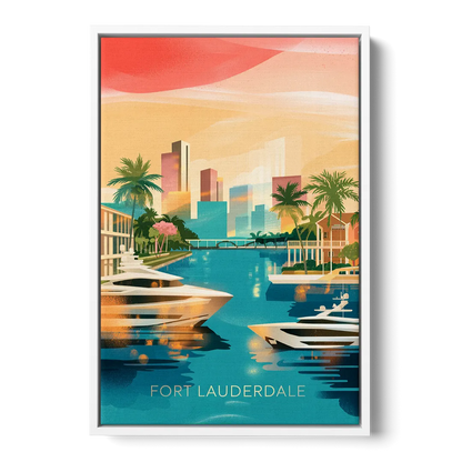 Fort Lauderdale Intracoastal Waterway Front - White Canvas Wall Art
