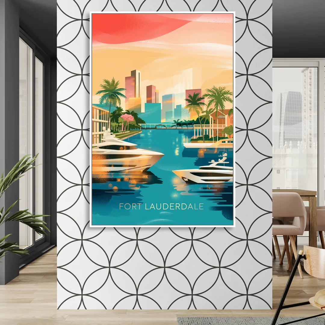 Fort Lauderdale Intracoastal Waterway Living Room - White Canvas Wall Art