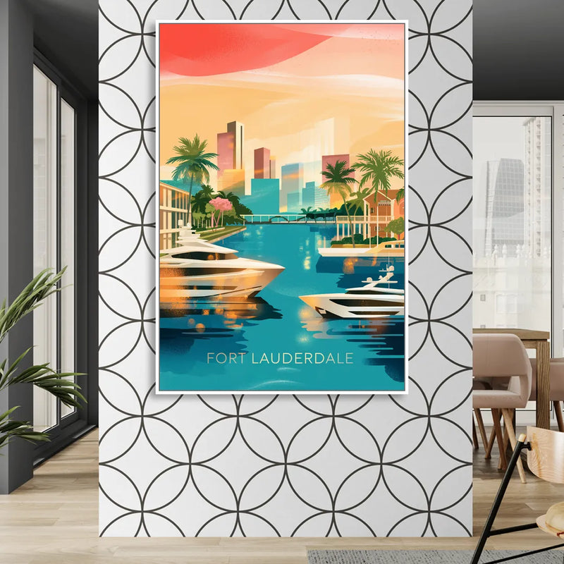 Fort Lauderdale Intracoastal Waterway Living Room - White Canvas Wall Art