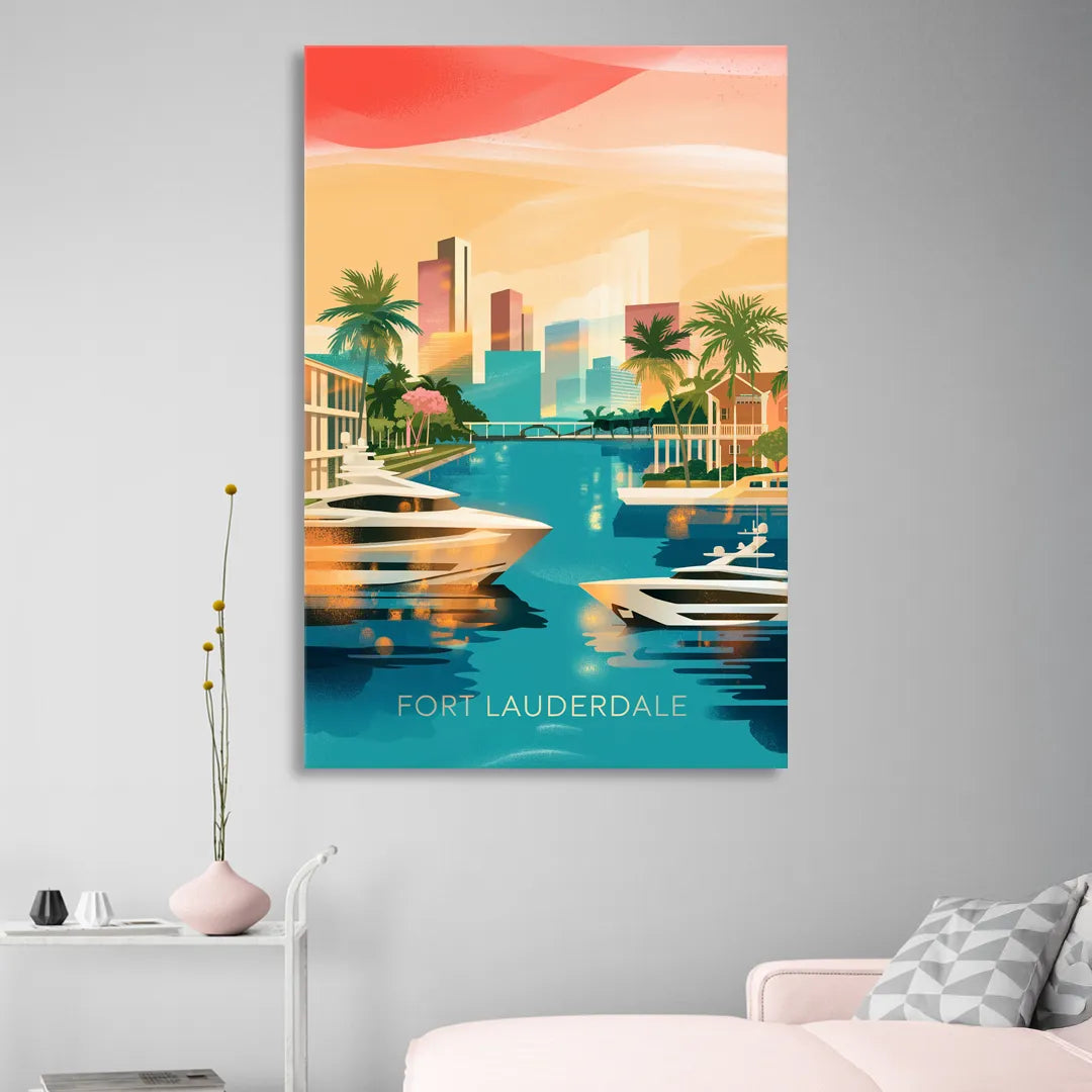 Fort Lauderdale Intracoastal Waterway Living Room - Canvas Wall Art