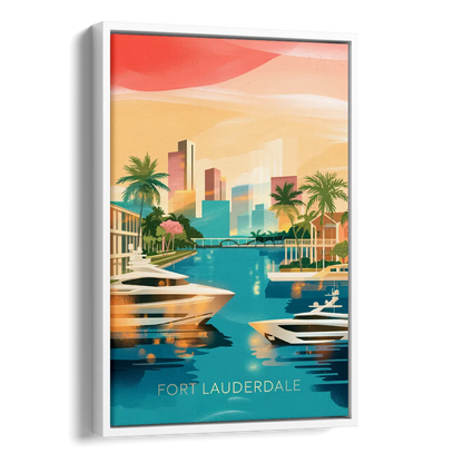 Fort Lauderdale Intracoastal Waterway Side - White Canvas Wall Art
