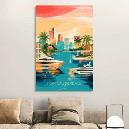 Fort Lauderdale Intracoastal Waterway Sitting Room - Canvas Wall Art