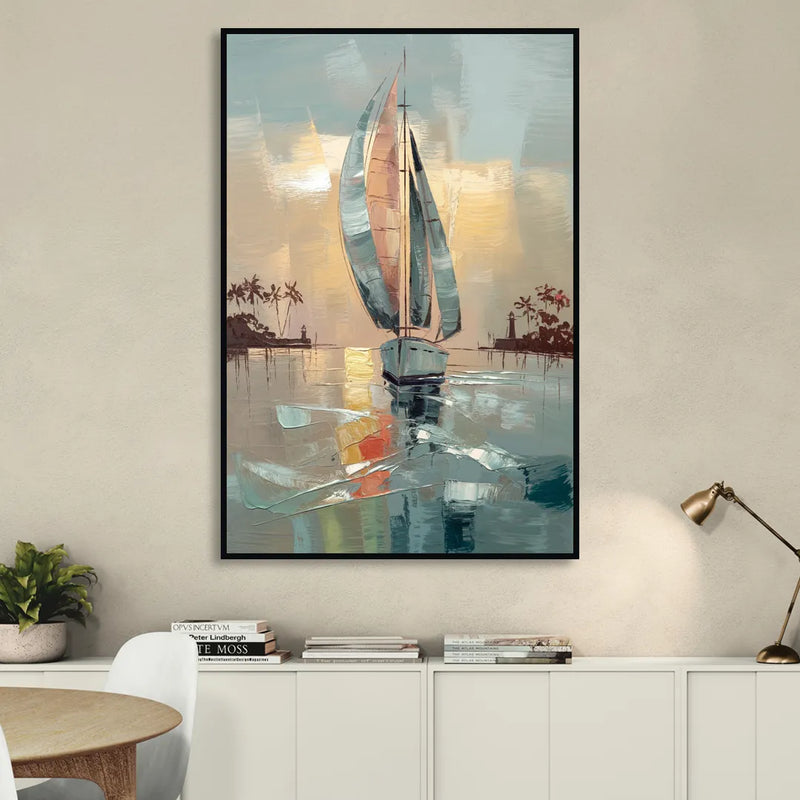Fort Lauderdale Nautical Charm Living Room - Black Canvas Wall Art