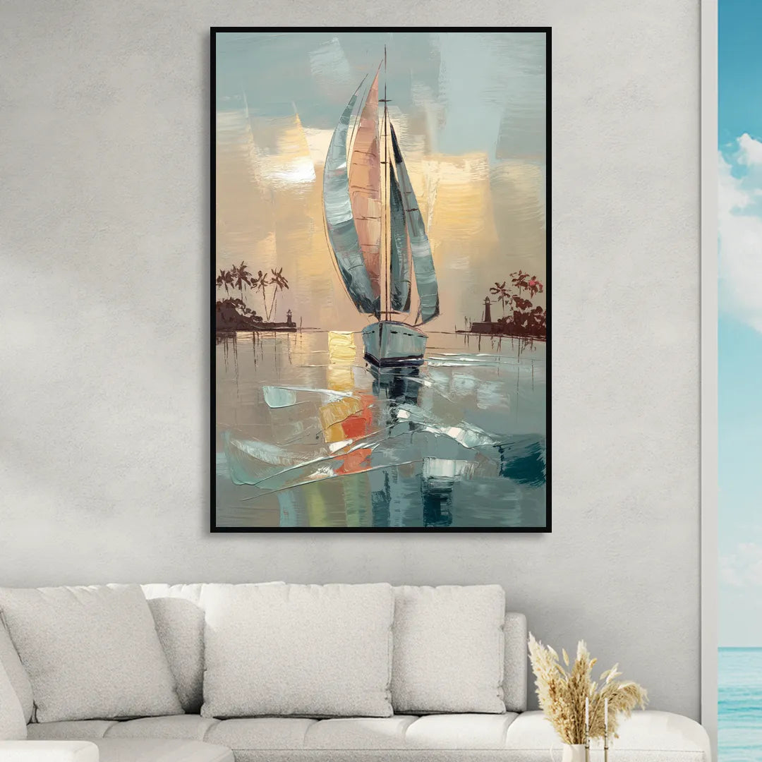 Fort Lauderdale Nautical Charm Sitting Room - Black Canvas Wall Art