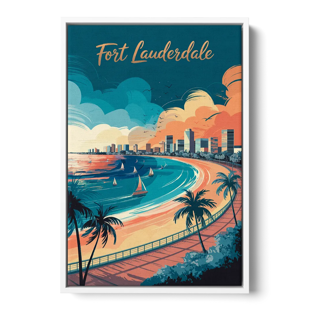 Fort Lauderdale Oceanfront Views Front - White Canvas Wall Art