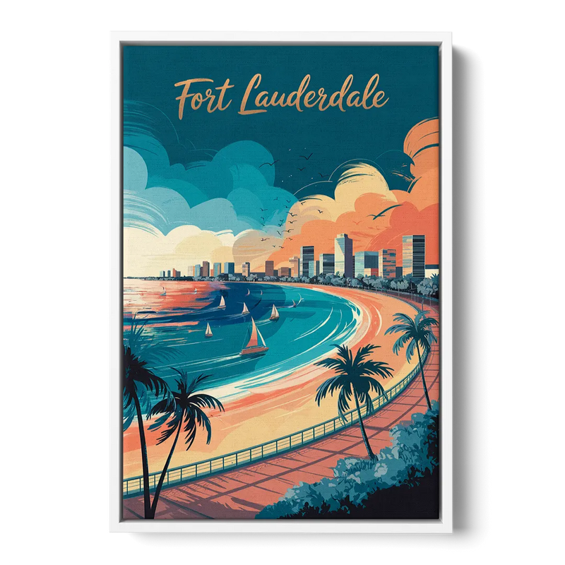 Fort Lauderdale Oceanfront Views Front - White Canvas Wall Art