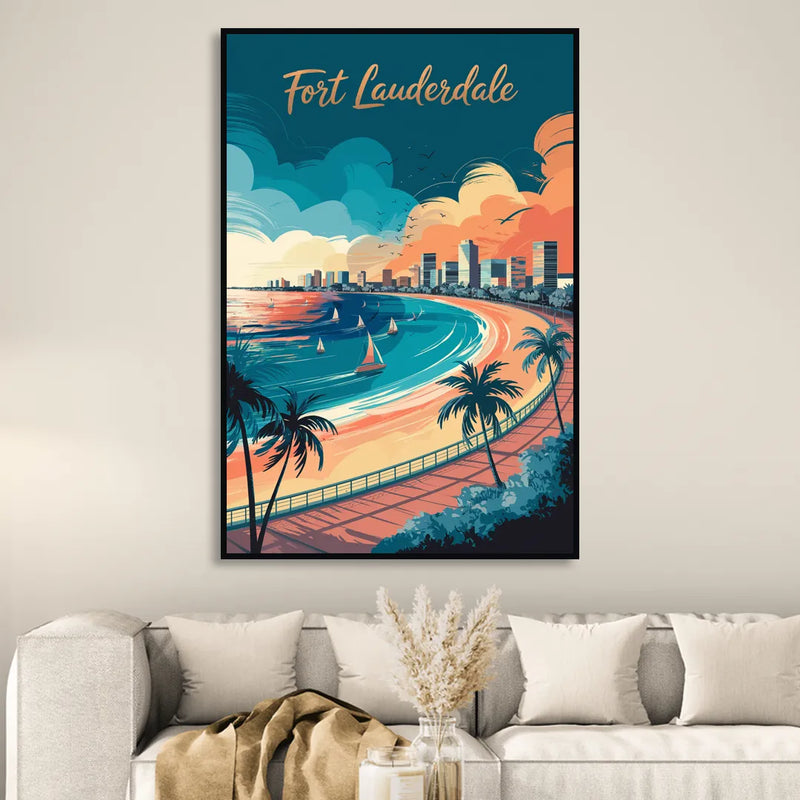 Fort Lauderdale Oceanfront Views Sitting Room - Black Canvas Wall Art