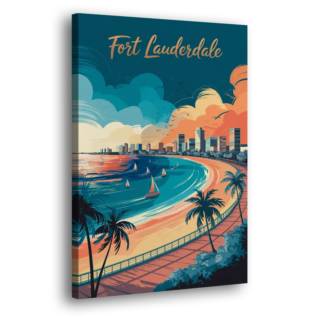 Fort Lauderdale Oceanfront Views Side - Canvas Wall Art