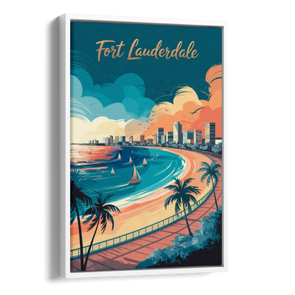Fort Lauderdale Oceanfront Views Side - White Canvas Wall Art