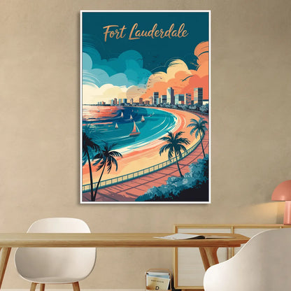 Fort Lauderdale Oceanfront Views Living Room - White Canvas Wall Art