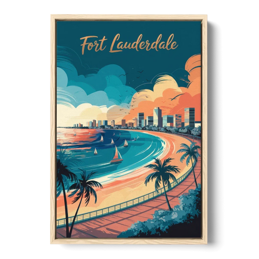 Fort Lauderdale Oceanfront Views - Oak Framed Canvas Wall Art - Front