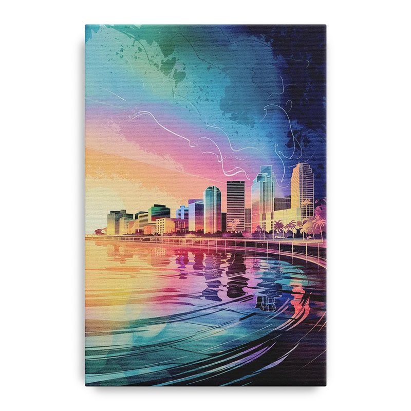 Fort Lauderdale Skyline Reflection Front - Canvas Wall Art