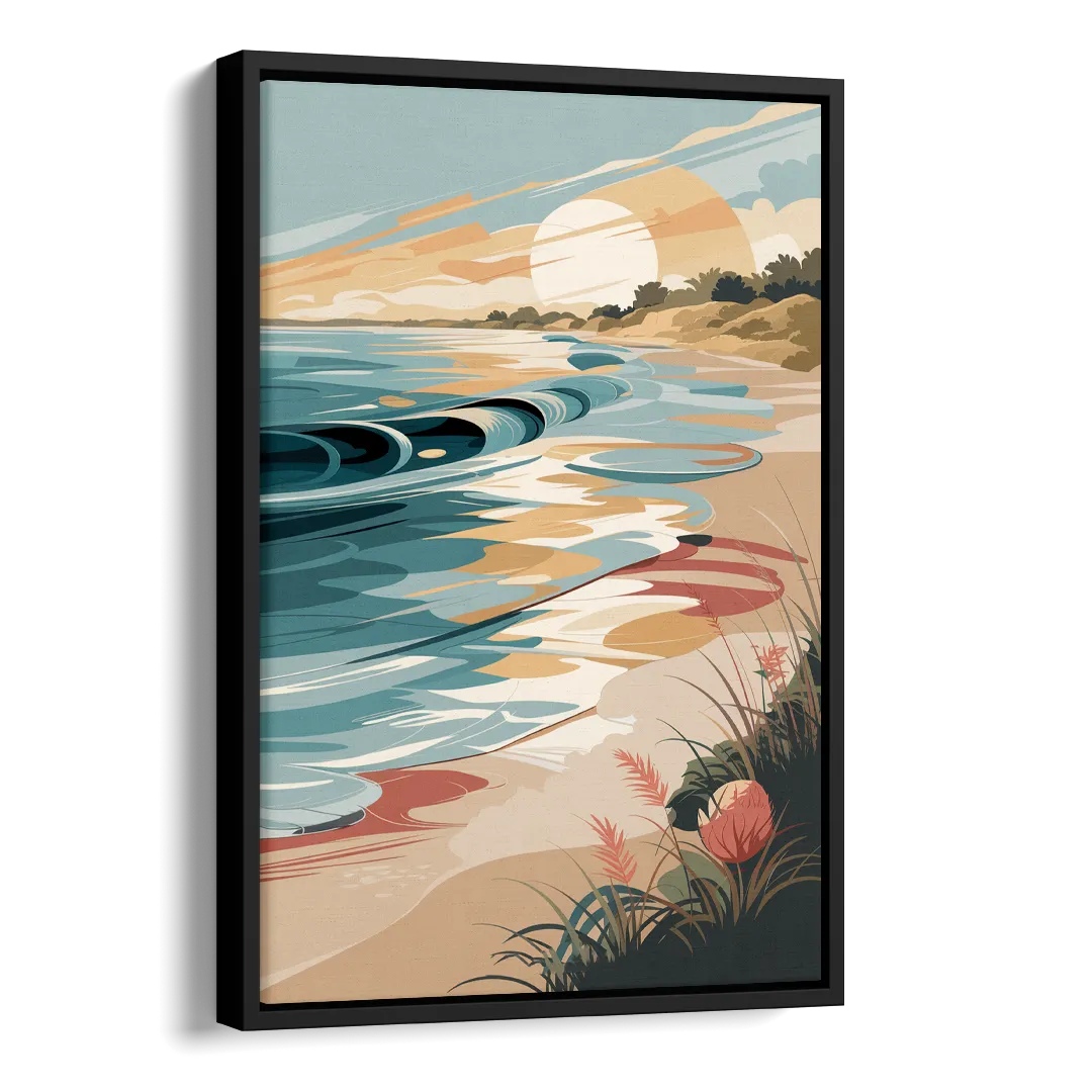 Fort Lauderdale Surf and Sand Side - Black Canvas Wall Art