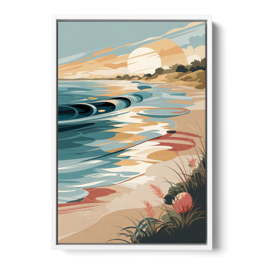 Fort Lauderdale Surf and Sand - White Framed Canvas Wall Art - Front