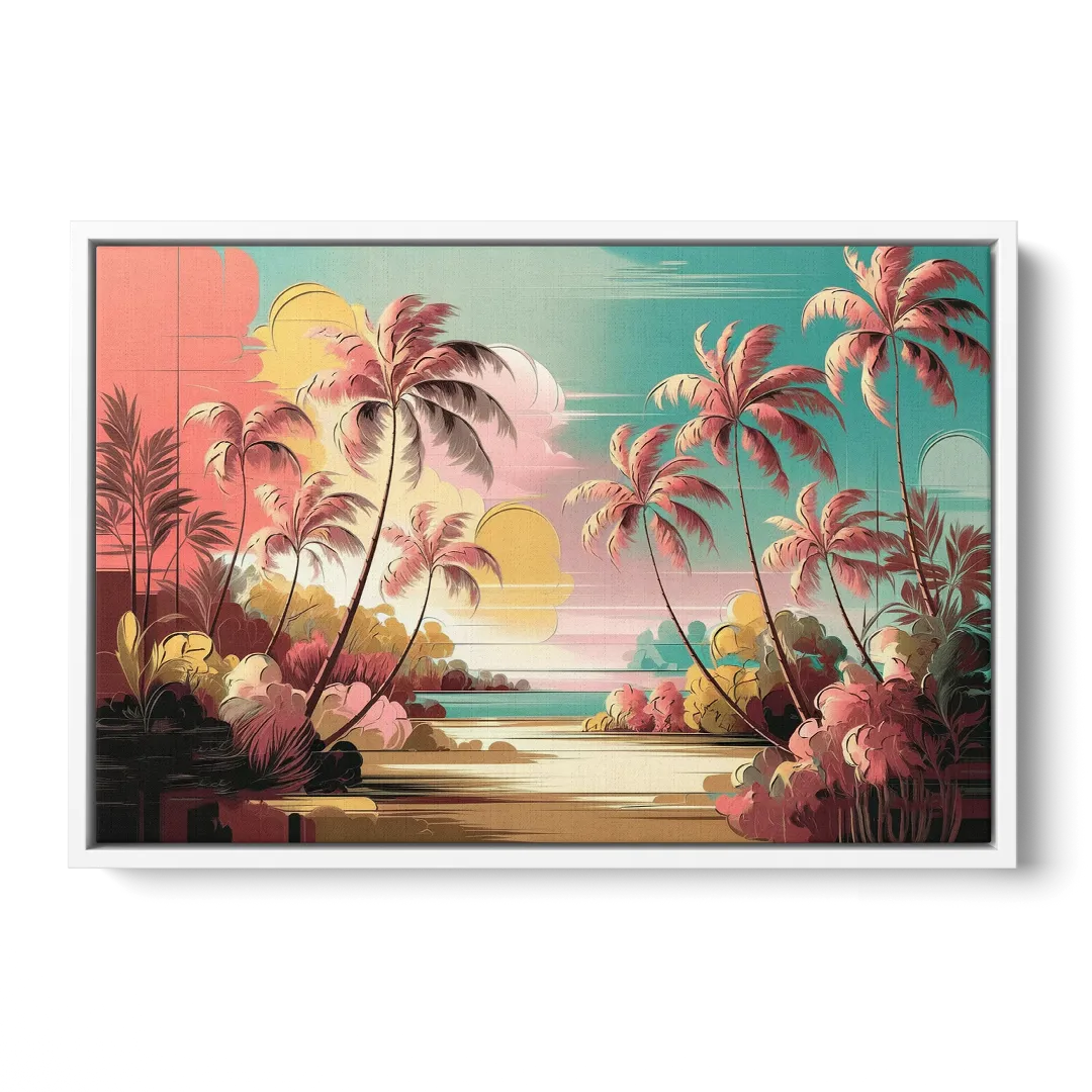 Fort Lauderdale Tropical Palm Trees Front - White Canvas Wall Art